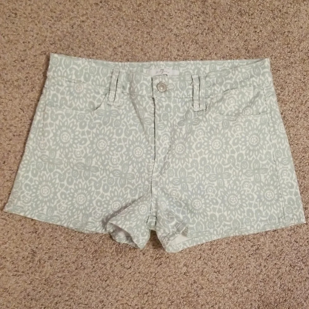 7 For All Mankind Printed Jean Shorts 28